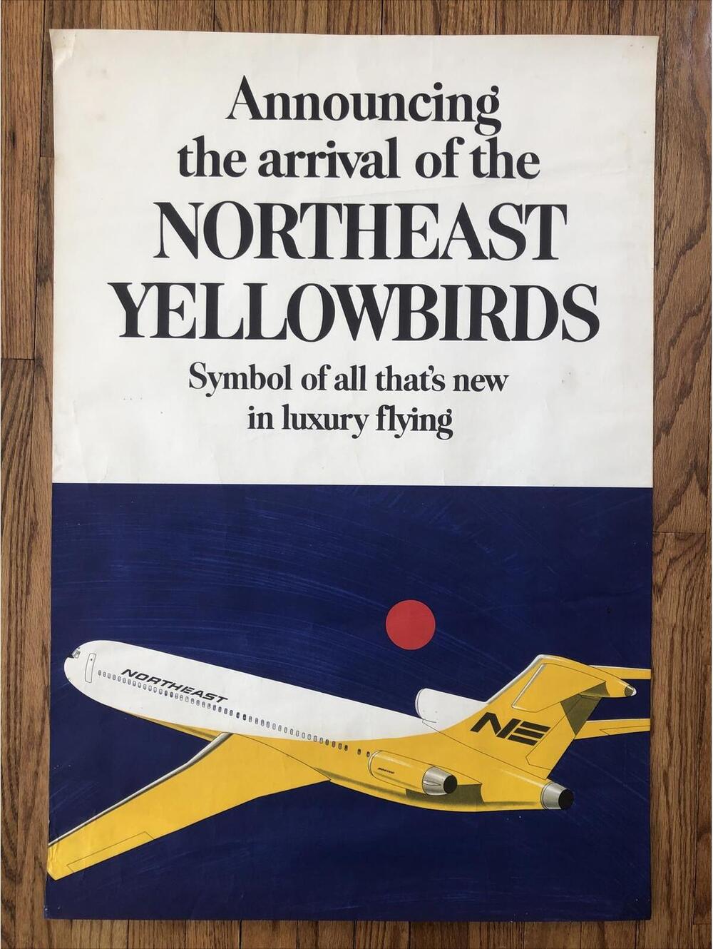 Northeast Yellowbirds Boeing 727 Original Vintage Poster 1970s Aviation Airplane